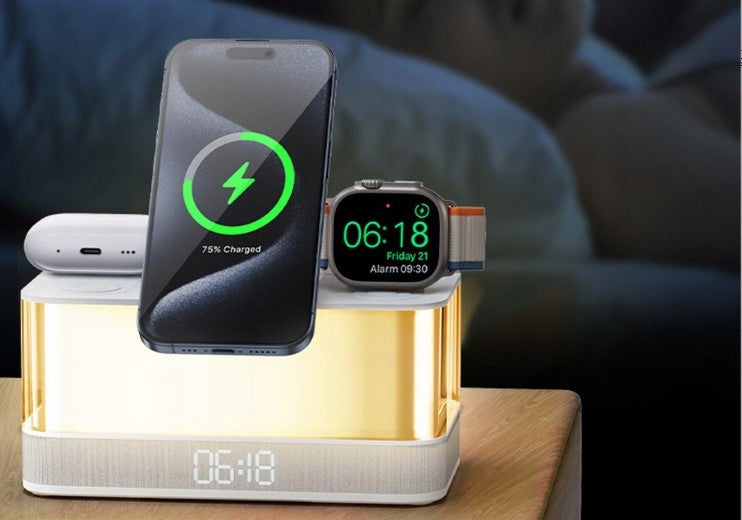 QXF-R8 speaker with Bluetooth docking station, clock, lamp, LED alarm clock Brand no brand