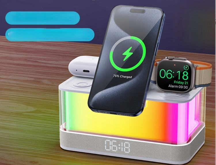 QXF-R8 speaker with Bluetooth docking station, clock, lamp, LED alarm clock Manufacturer code radio, z stacją ładującą