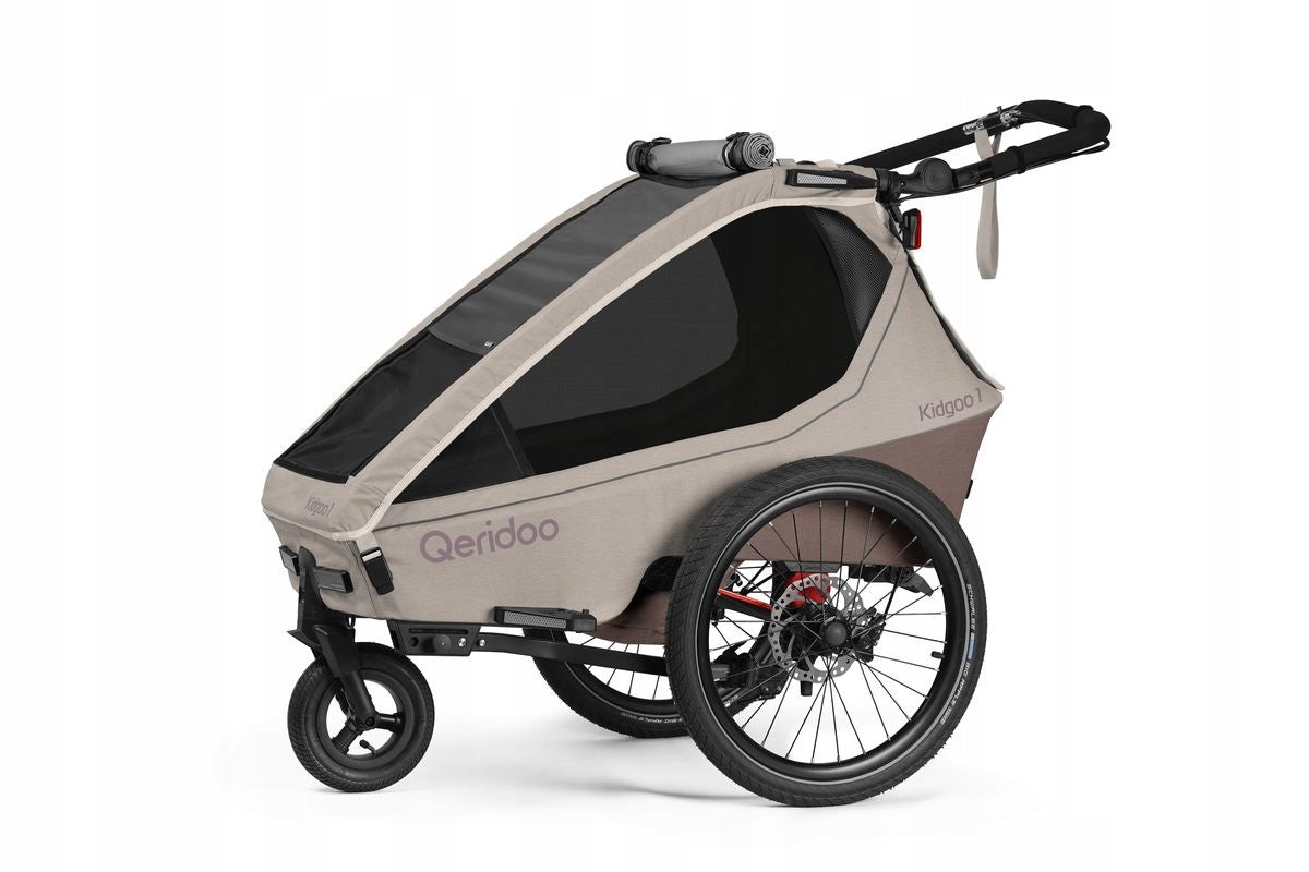 Qeridoo Kidgoo 1 Pro Gen 3 Barista Brown Single Bike Trailer Packaging status original