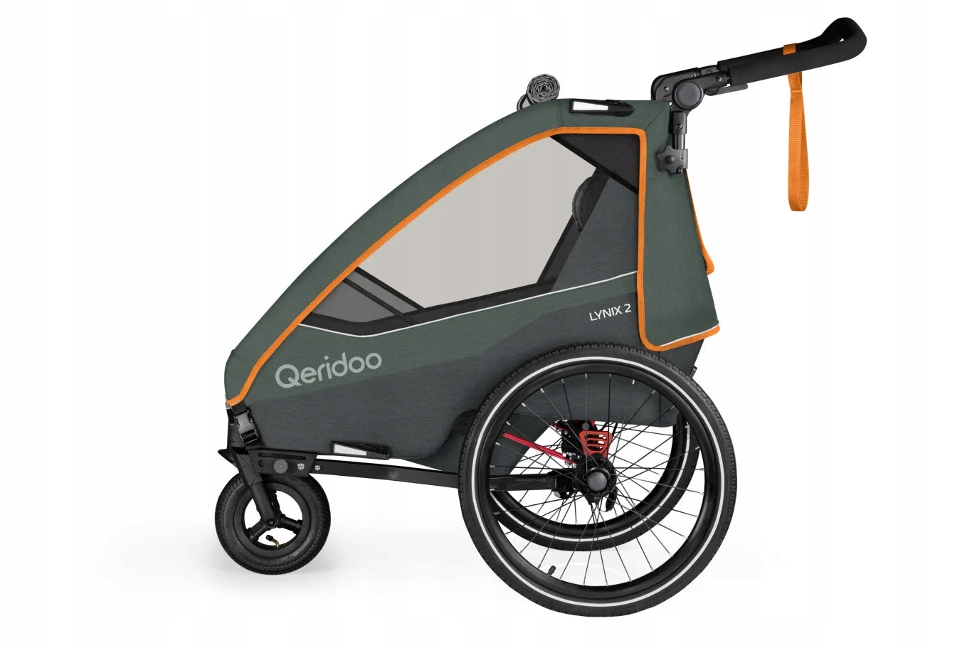 Qeridoo Lynix 2 Forest Green double bicycle trailer Packaging status original