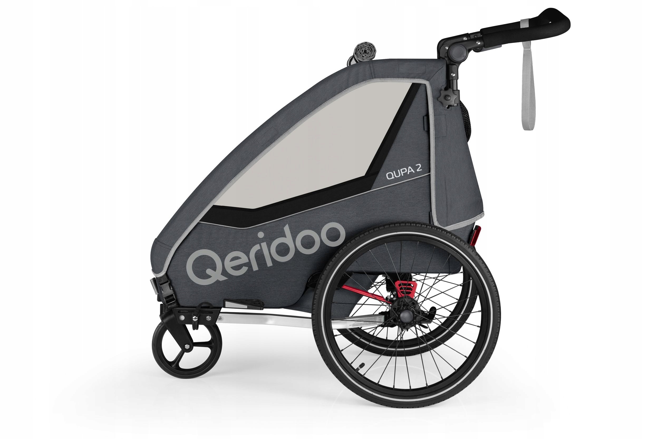 Qeridoo Qupa 2 Grey Double Trailer Bicycle Stroller Packaging status original