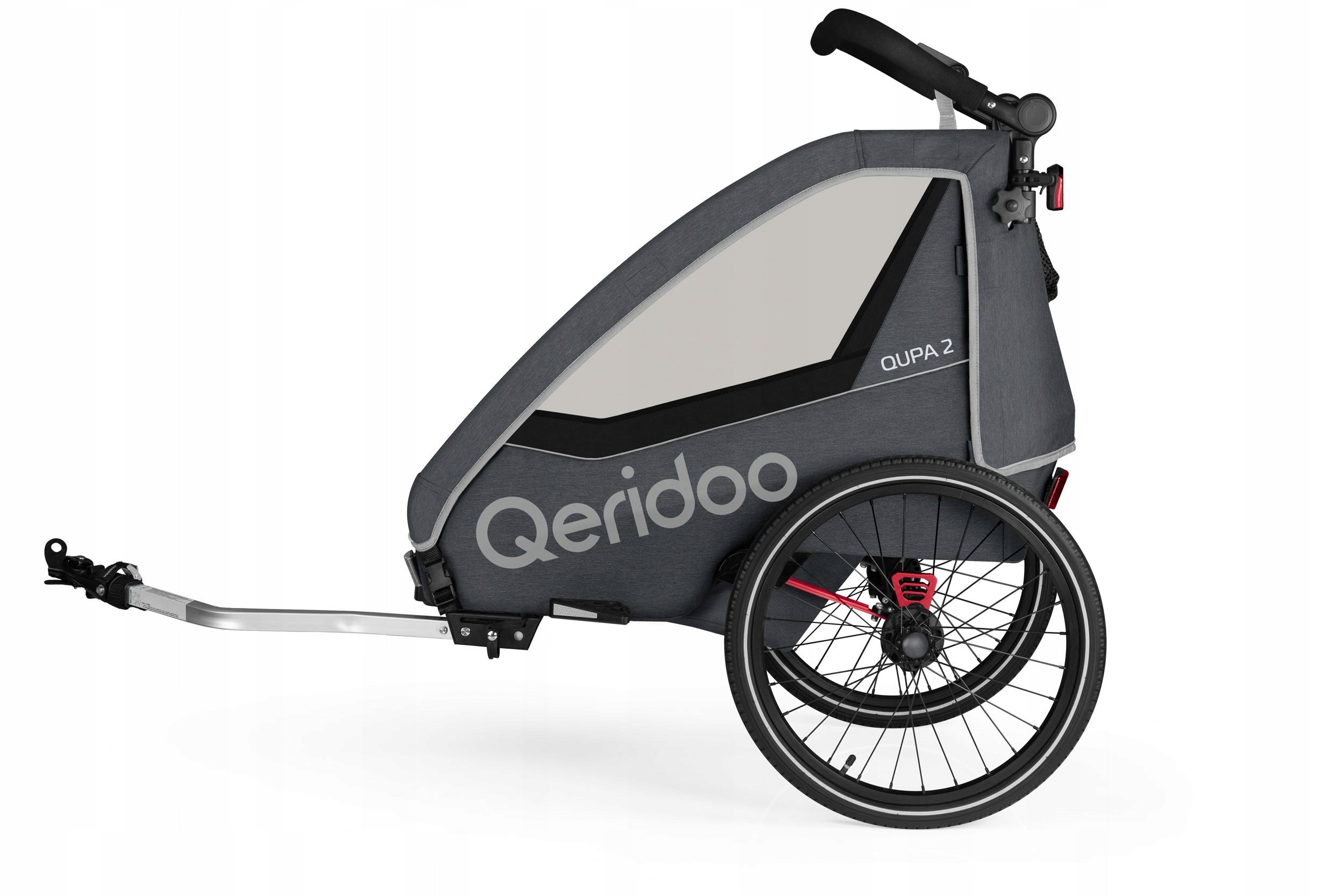 Qeridoo Qupa 2 Grey Double Trailer Bicycle Stroller