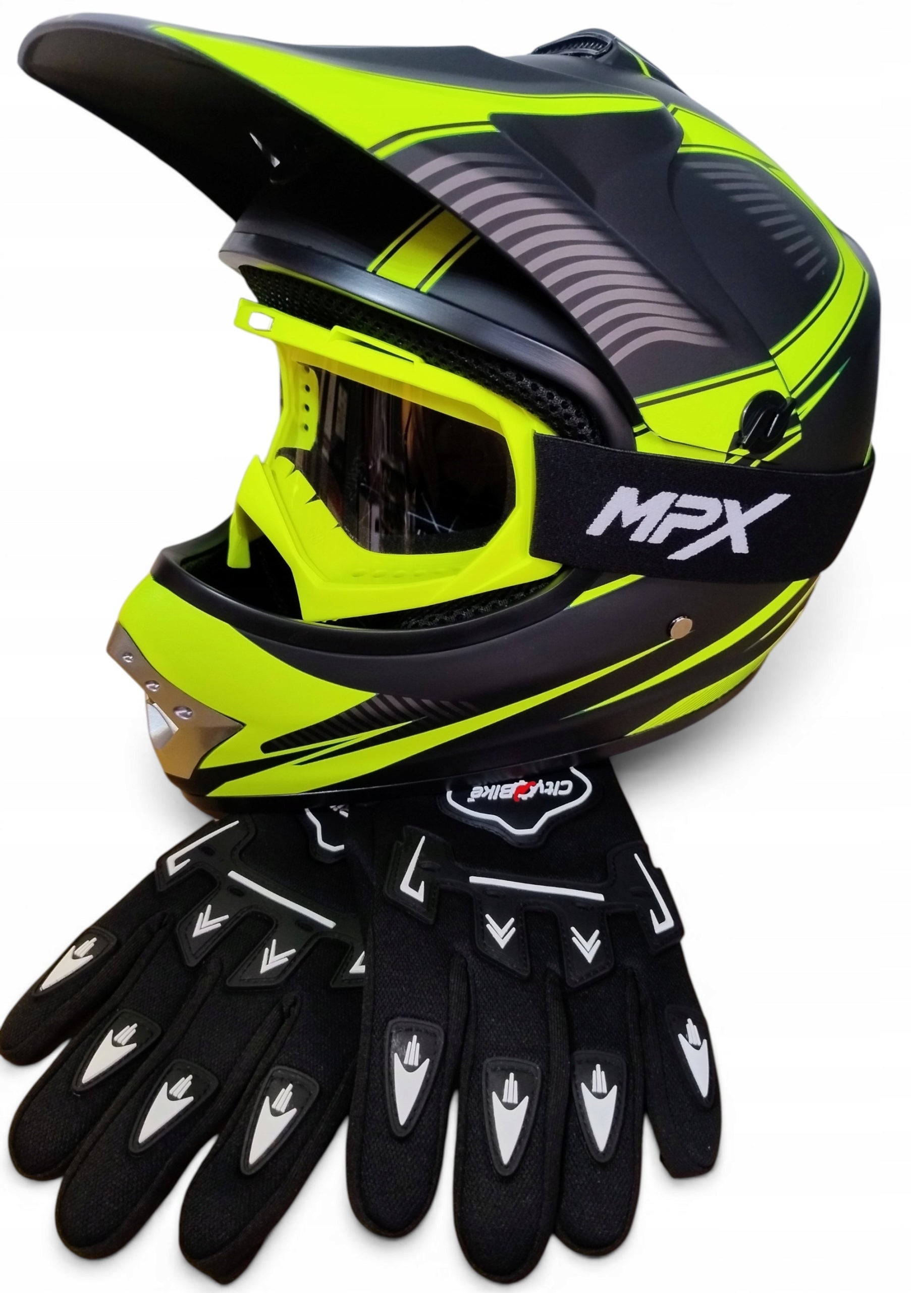 Quad Helmet for Kids+Gogle+Gloves Enduro Cross BMX MTB Scooter M