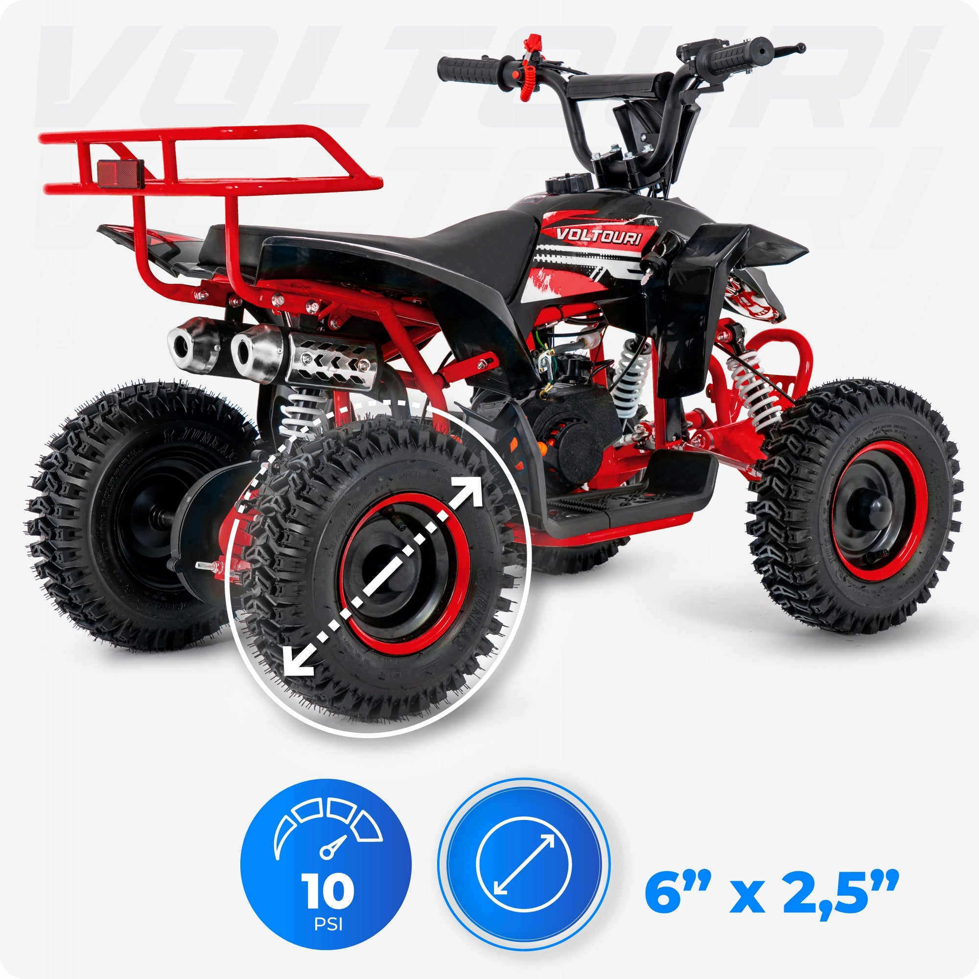 Quad for children combustion 49cc large wheels 6" mini disc brakes VOLTOURI Manufacturer code ATV49-RED-6