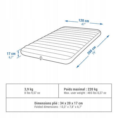 Quechua Inflatable Mattress Blue Double Packaging status original