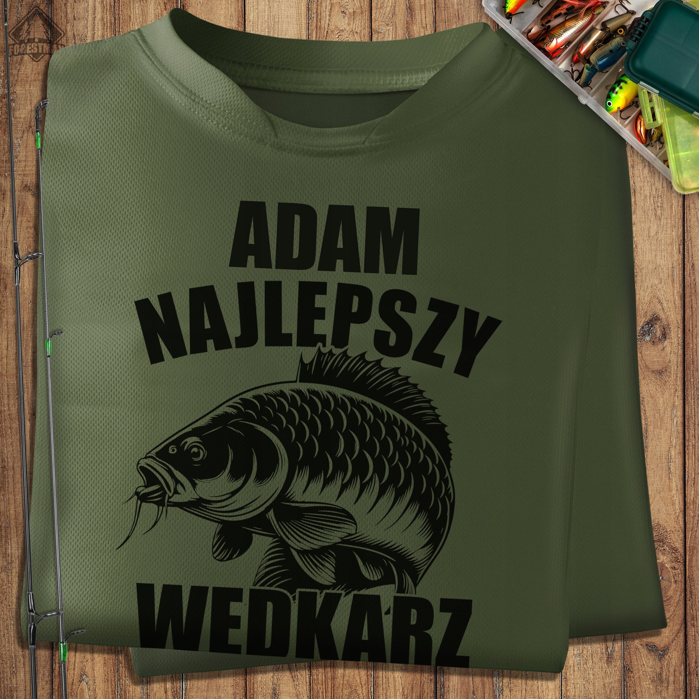 Quick Drying Khaki T-Shirt for Fisherman Gift with Own Name - XL Manufacturer code FM/124-09/T-shirt z imieniem/DTF-I009/XL