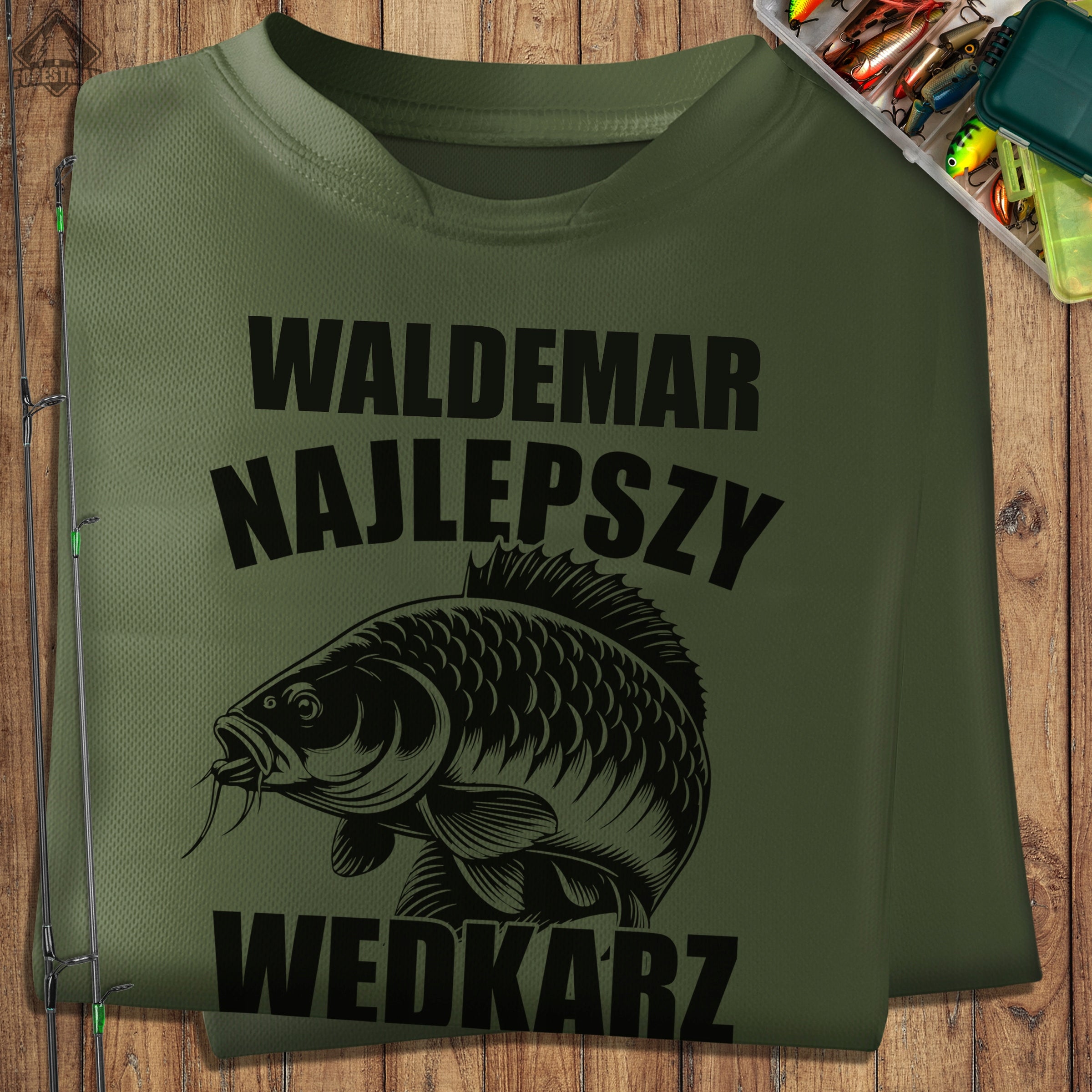 Quick Drying Khaki T-Shirt for Fisherman Gift with Own Name - XL Neckline round