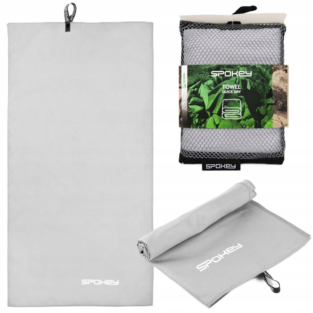 Quick Drying Microfiber Towel Spokey 50x120cm Grey for Gym Camping