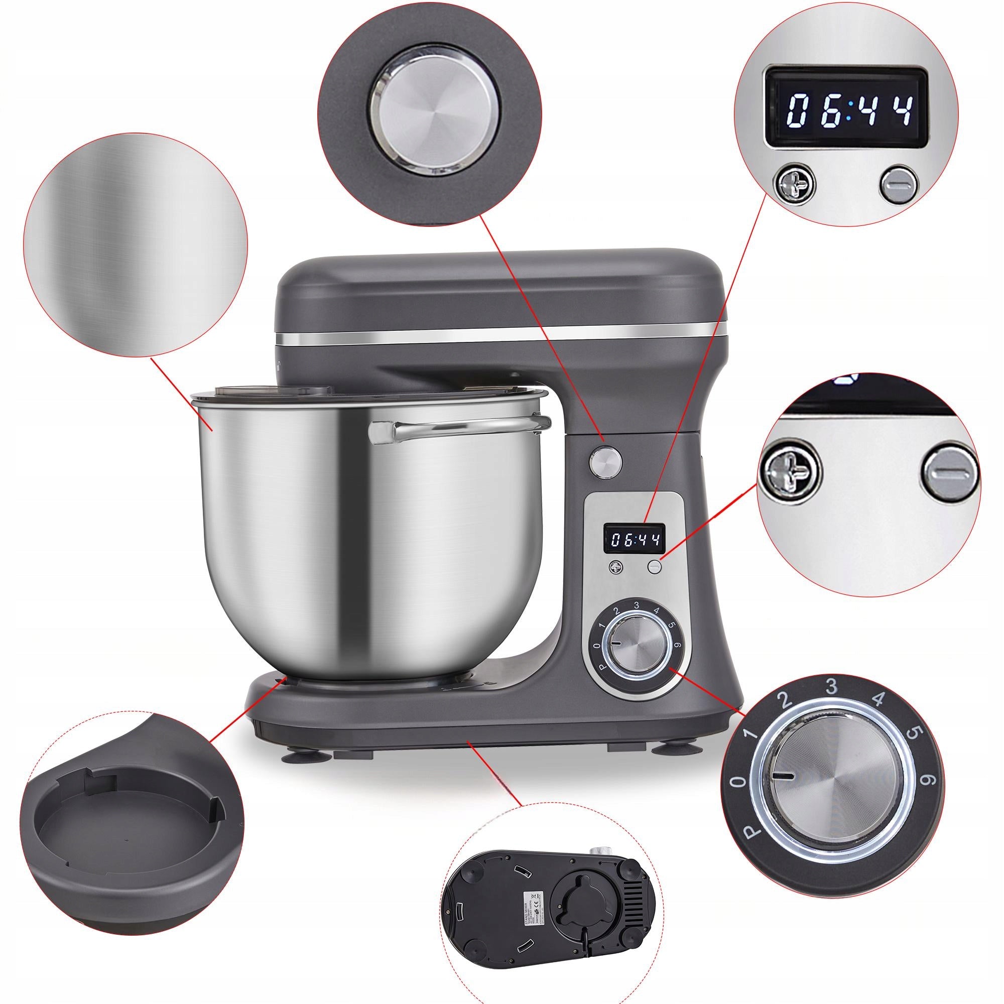 Quiet Food Processor BioloMix BM601 Grey Power 1200W Bowl 6L Steel Brand Biolomix