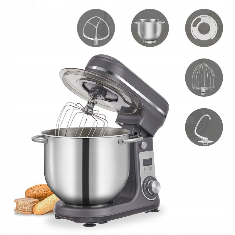 Quiet Food Processor BioloMix BM601 Grey Power 1200W Bowl 6L Steel