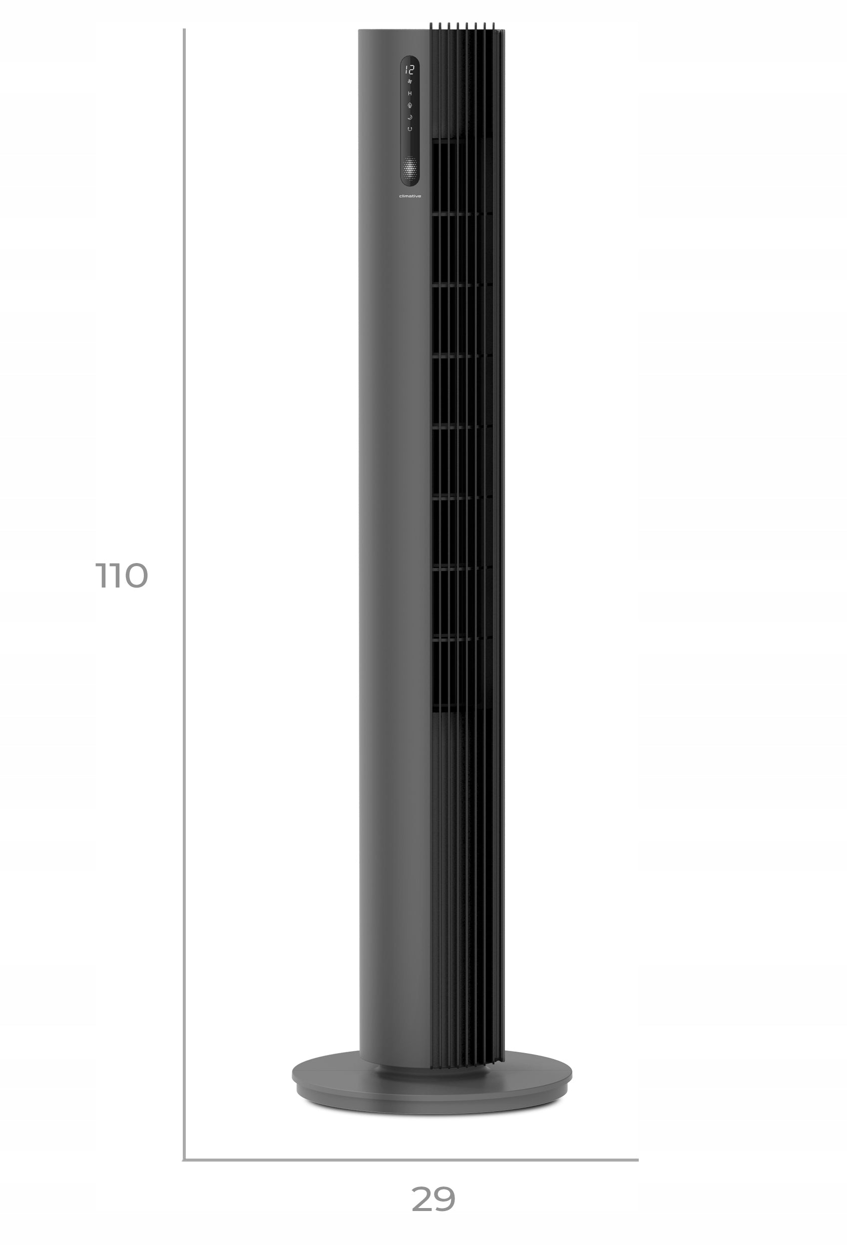 Quiet WIFI Column Fan 12 Levels PURE Plasma Ionization Black XL Brand Climative