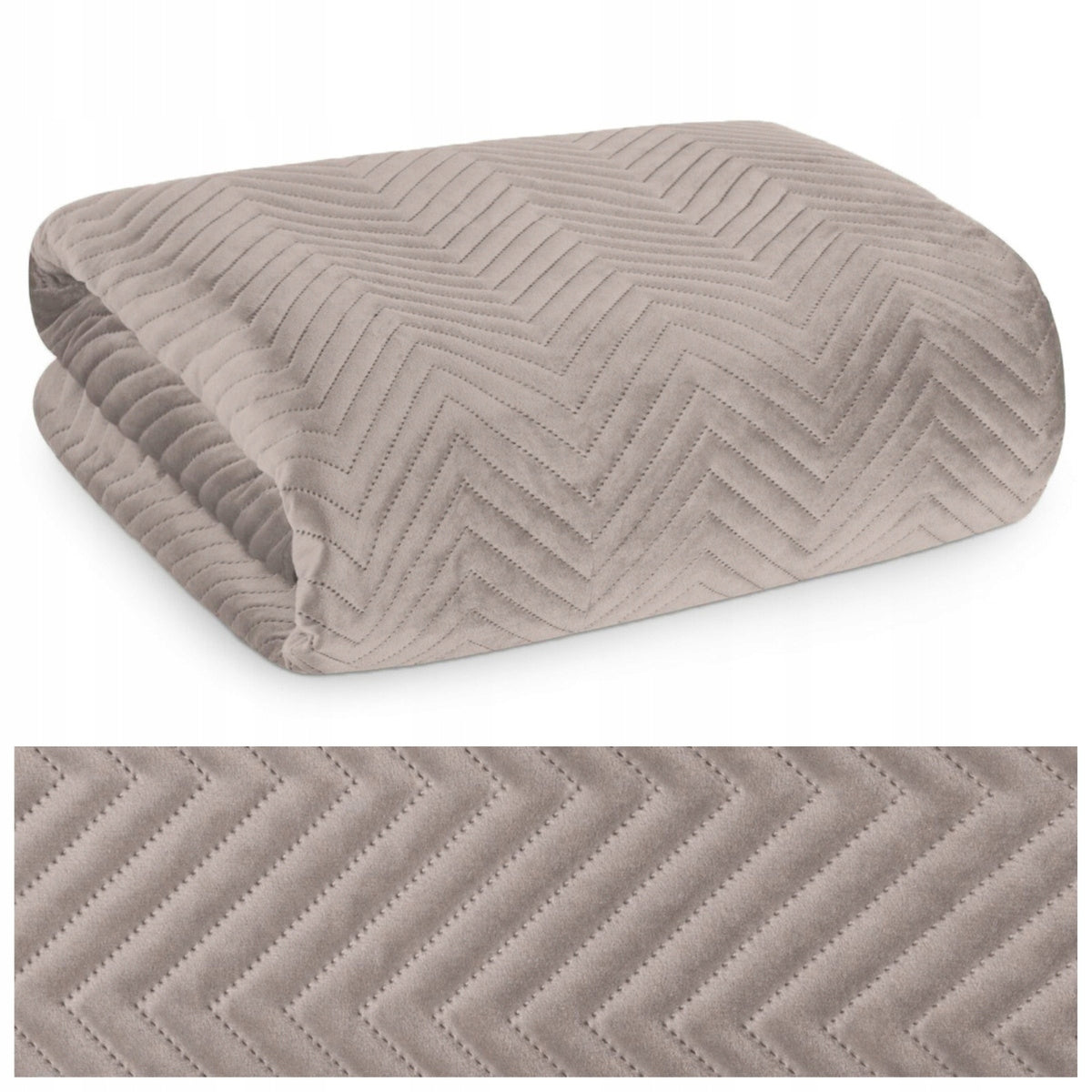 Quilted Bedspread 220x240 for Bed Sofa Velour Decorative Sofia Beige
