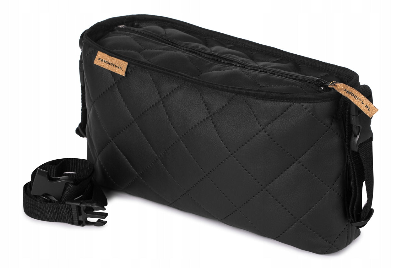 Quilted Organizer Bag Stroller Sachet Black Eco Leather Pik