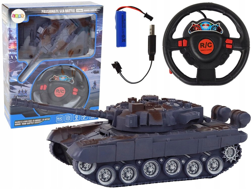 R/C Tank Remote Controlled Lights Sound Navy Blue 1:18 27MHz
