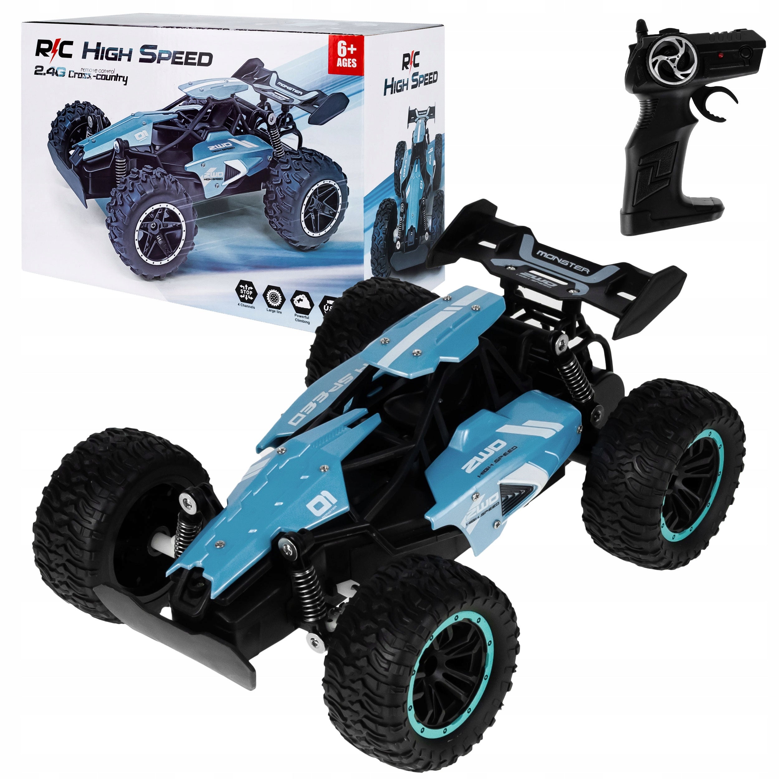 RACING CAR CONTROLLED BY REMOTE CONTROL RC POWERFUL DRIVE LED AUTO LIGHTING