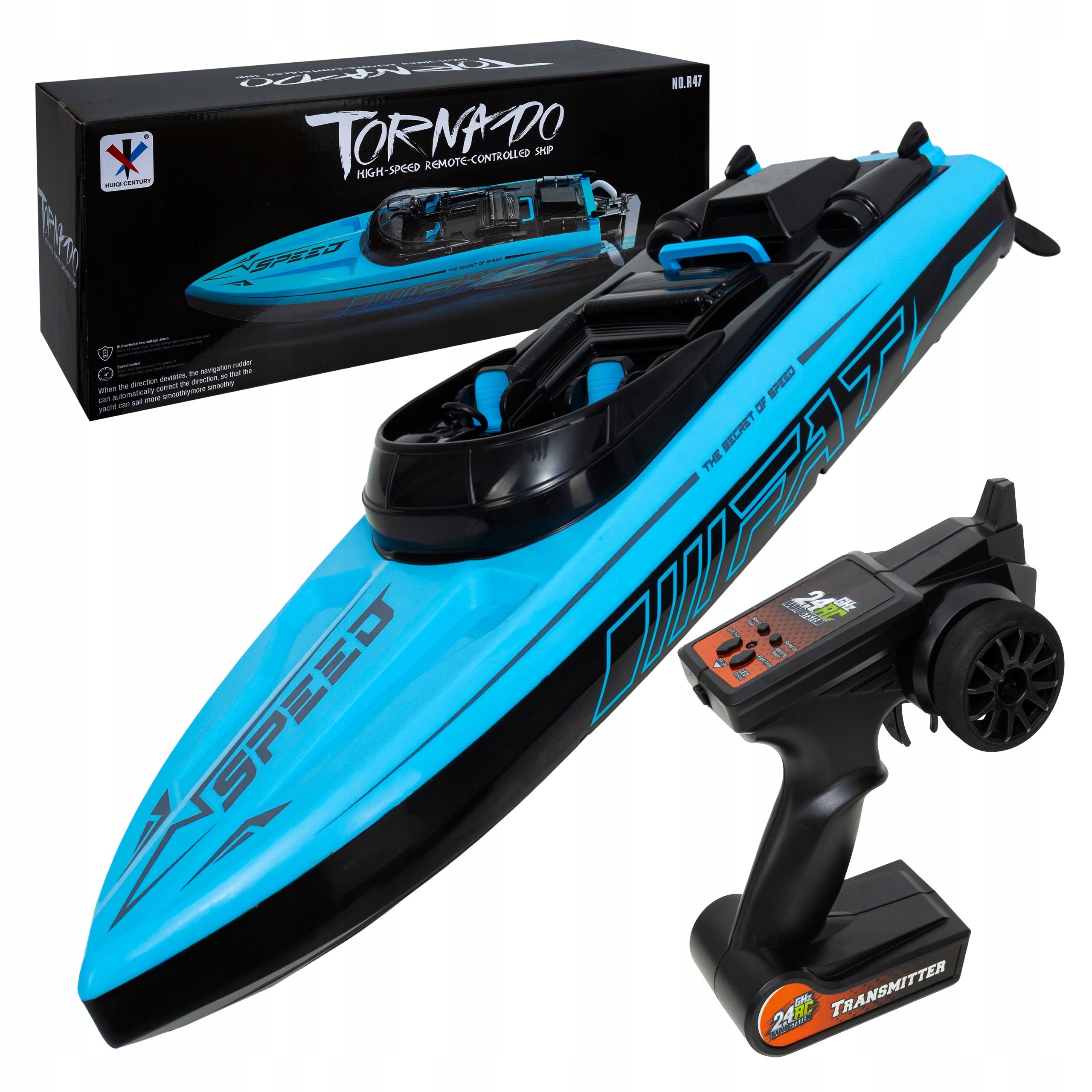 RACING MOTORBOAT REMOTE CONTROLLED TORNADO BOAT FAST 65 km/h 50m PILOT