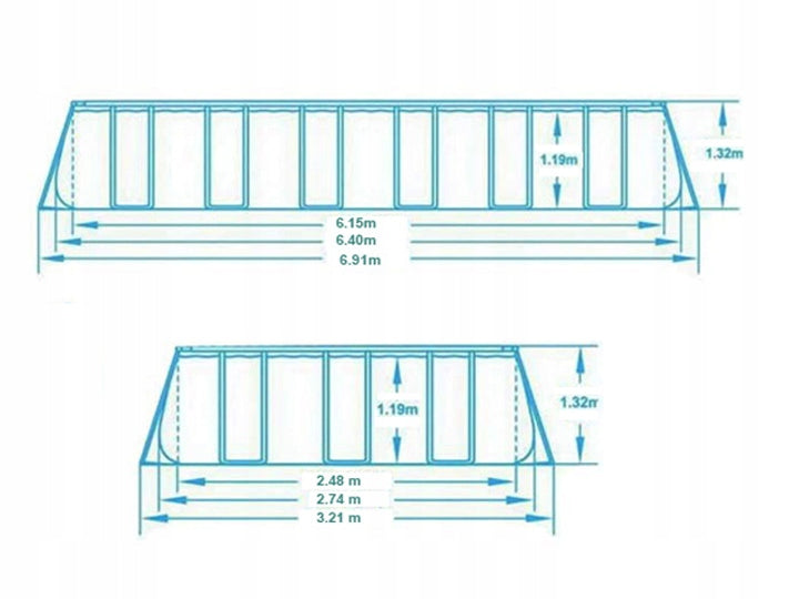 RACK POOL WITH SAND PUMP 640 x 274 x 132CM MEGA SET 12IN1 BESTWAY Product width 274 cm