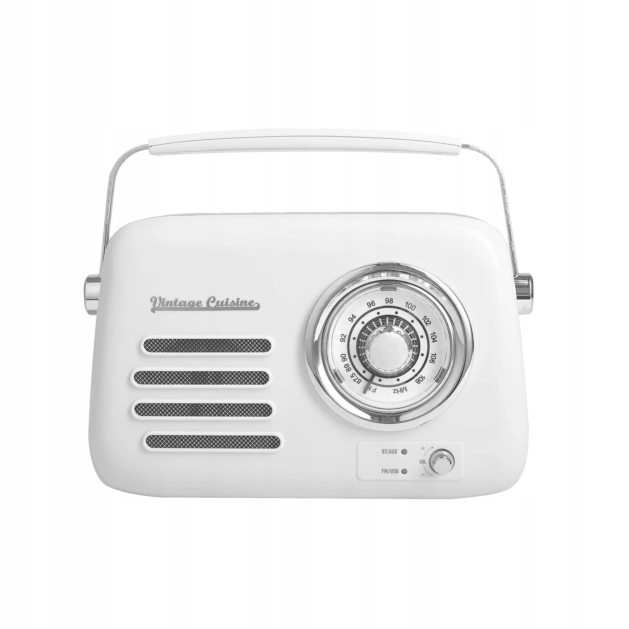 RADIO BLUETOOTH SPEAKER FM Vintage Cuisine CHROME WHITE