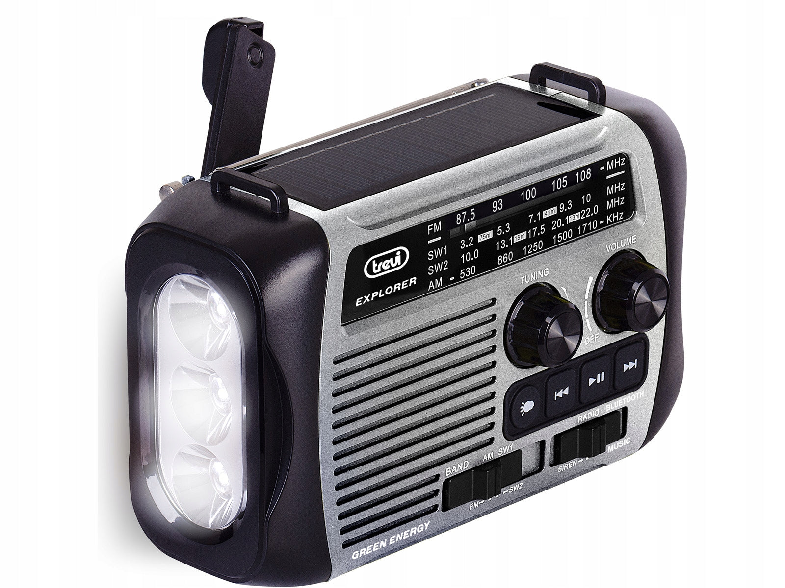 RADIO FLASHLIGHT POWERBANK 3in1 BATTERY-SOLAR BATTERIES + DYNAMO bluetooth