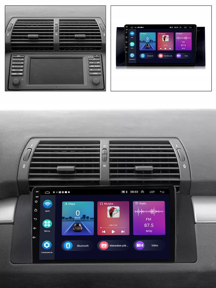RADIO GPS ANDROID NAVIGATION BMW X5 E53 2000-2006 WIFI CARPLAY 4GB 34GB Model Q8 028/514