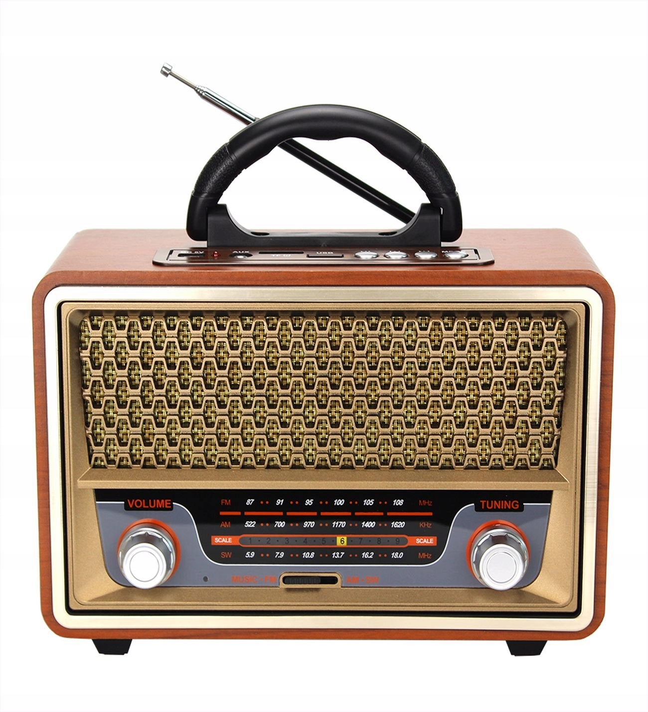 RADIO PORTABLE BATTERY NETWORK RETRO BLUETOOTH FM USB AUX WITH REMOTE CONTROL Brand no brand
