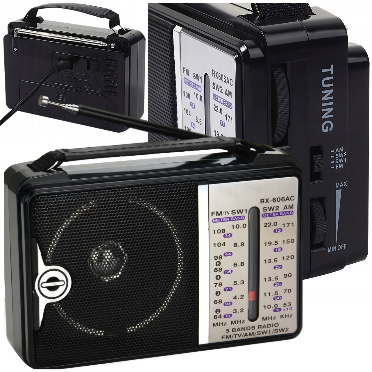 RADIO PORTABLE MOBILE KITCHEN CAMPING SOWING POWER SUPPLY AND FM AM BATTERIES