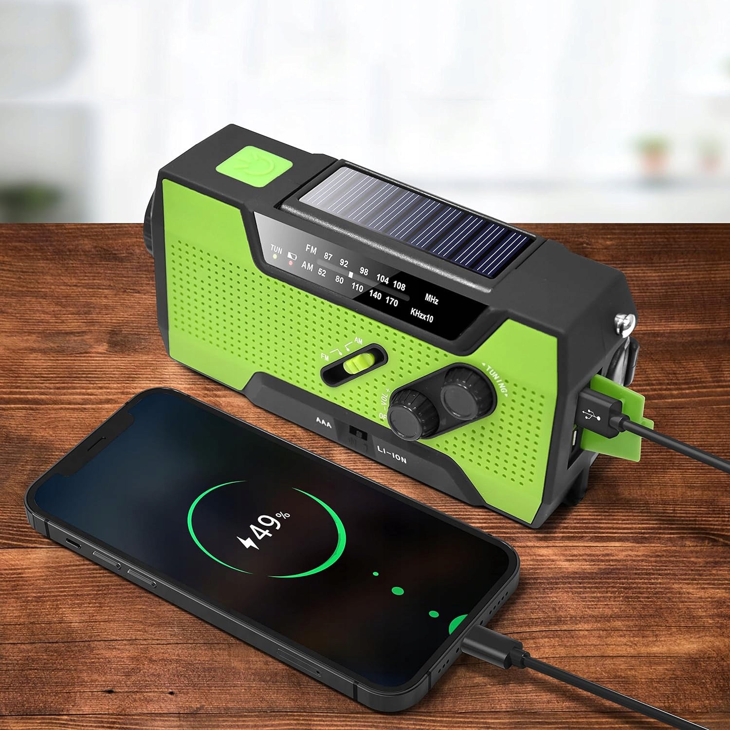 RADIO PORTABLE SOLAR CRANK ALARM DYNAMO EMERGENCY FLASHLIGHT POWERBANK 3in1 Manufacturer code 2000mAh