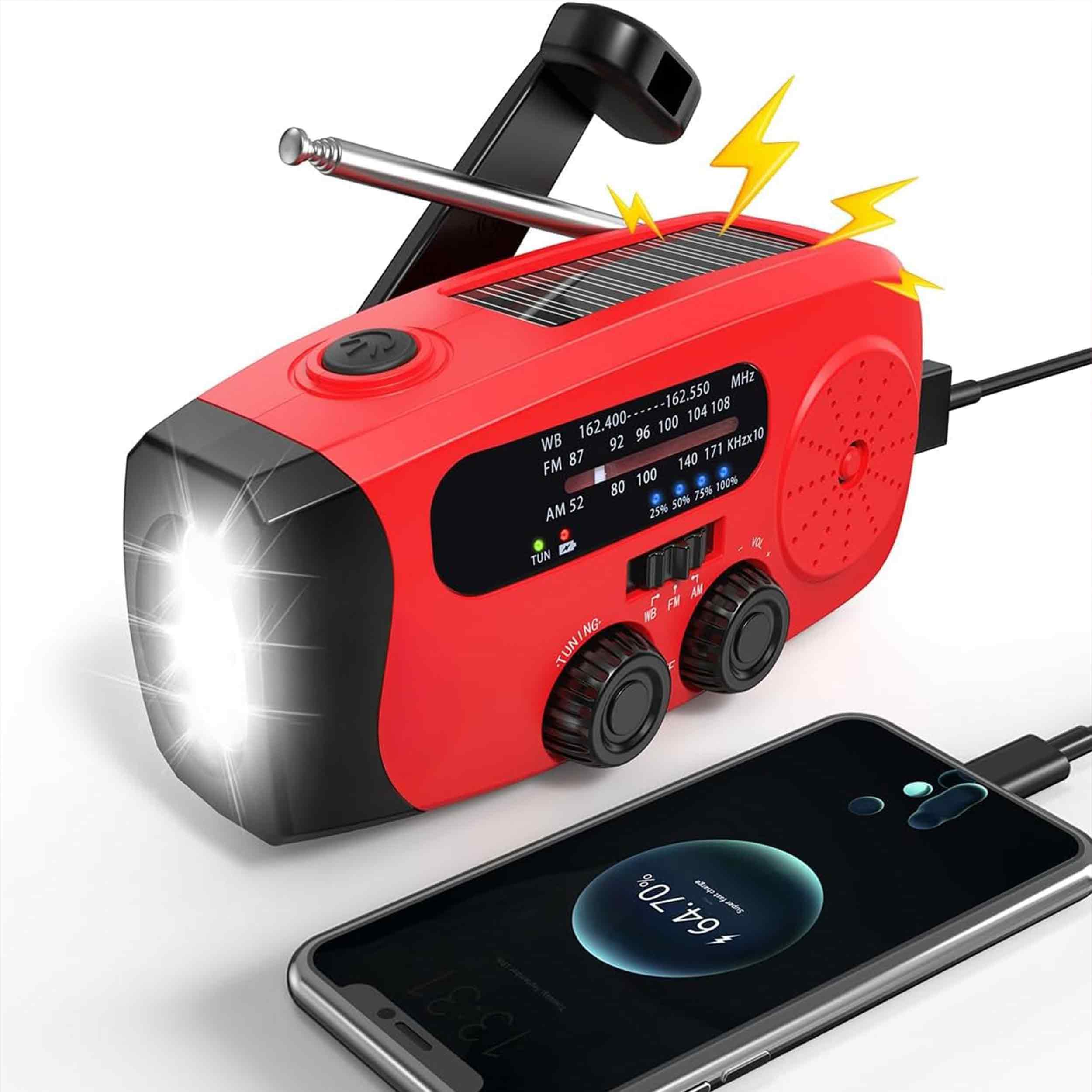 RADIO PORTABLE SOLAR CRANK ALARM DYNAMO EMERGENCY FLASHLIGHT POWERBANK 3in1 Packaging status original
