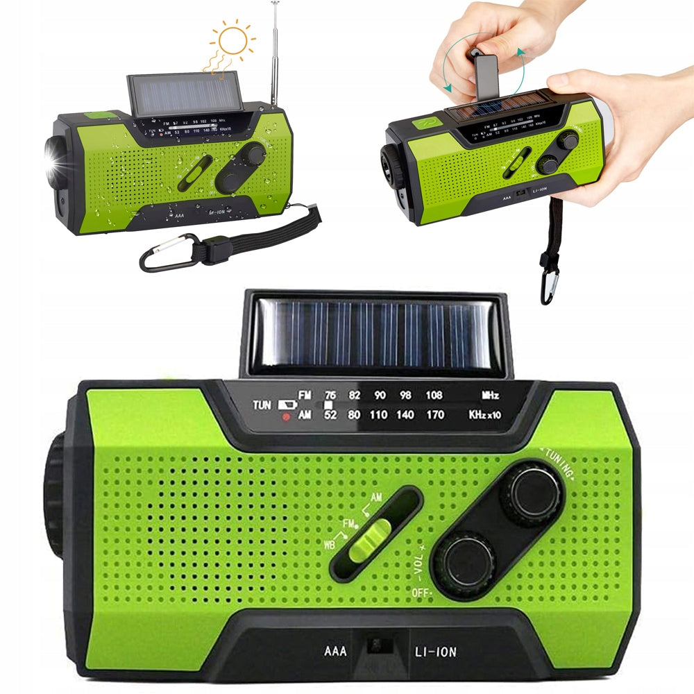 RADIO PORTABLE SOLAR CRANK ALARM DYNAMO EMERGENCY FLASHLIGHT POWERBANK 3in1 Packaging status original