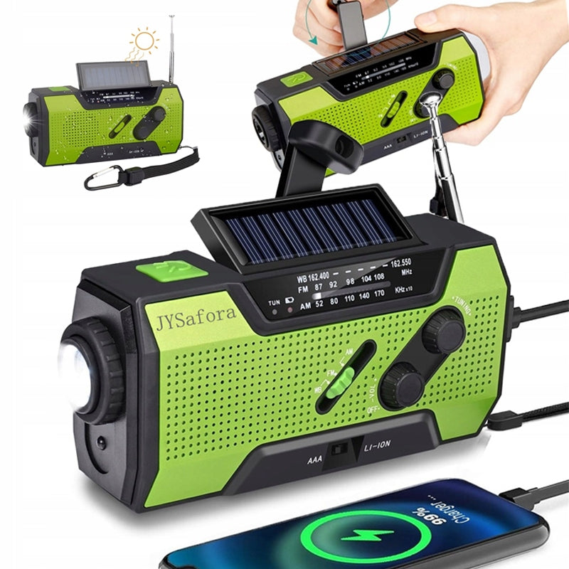 RADIO PORTABLE SOLAR CRANK ALARM DYNAMO EMERGENCY FLASHLIGHT POWERBANK 3in1