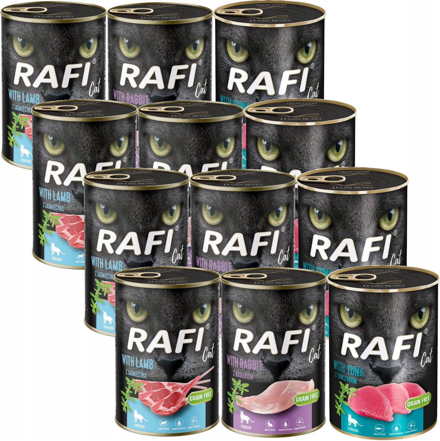 RAFI CAT ADULT wet cat food MIX OF FLAVORS 12x 400g