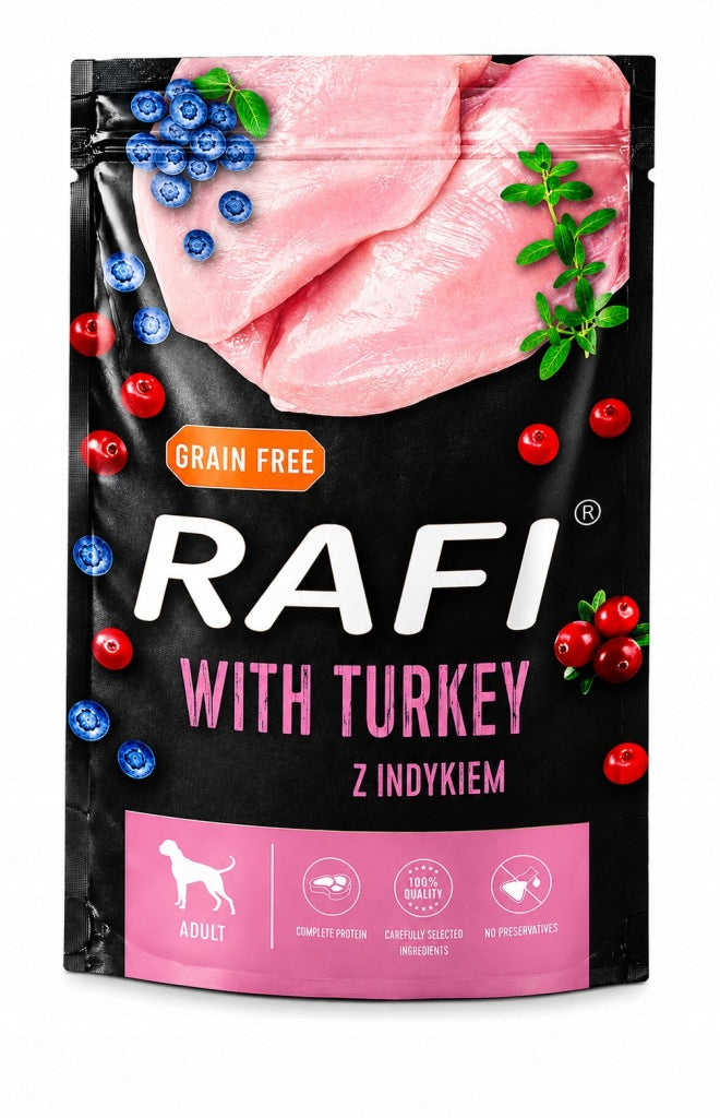 RAFI GRAIN FREE 18x500G MIX OF FLAVORS wet food DOG SACHETS VALLEY NOTECI Manufacturer code DOLINA NOTECI KARMA MOKRA PSA RAFI