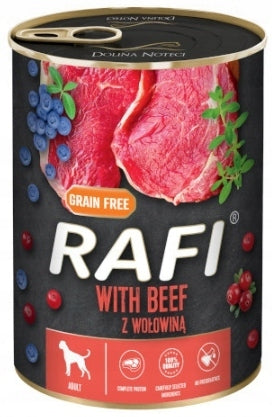 RAFI wet dog food with beef 24x400g GRAIN-FREE Dolina Noteci Number of pieces in the package 24 pcs
