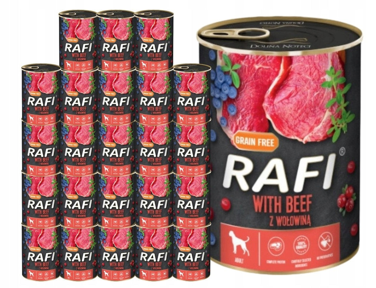 RAFI wet dog food with beef 24x400g GRAIN-FREE Dolina Noteci