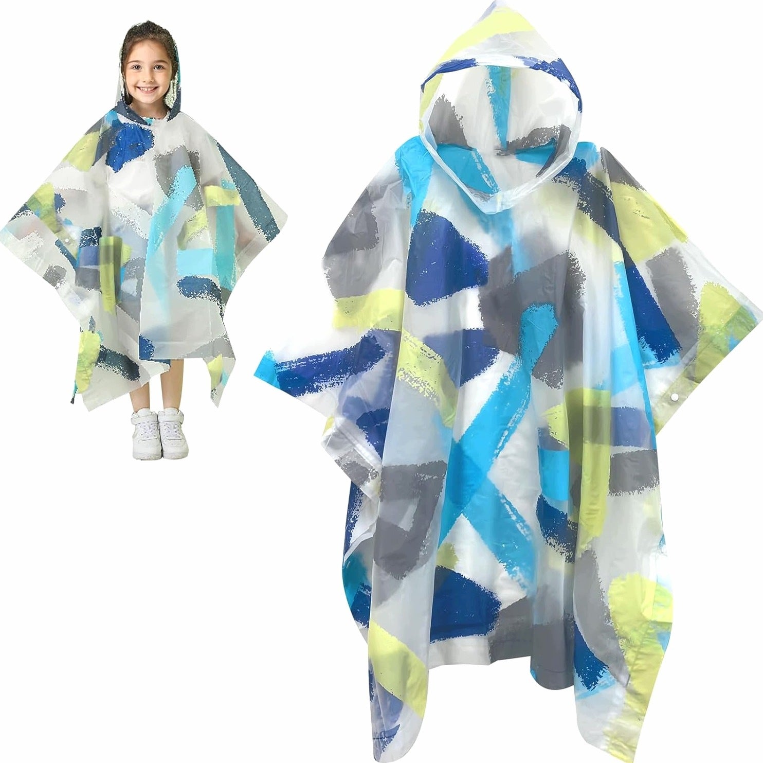 RAIN PONCHO 90CM CHILDREN'S WATERPROOF LIGHTWEIGHT MULTIPLE PEVA