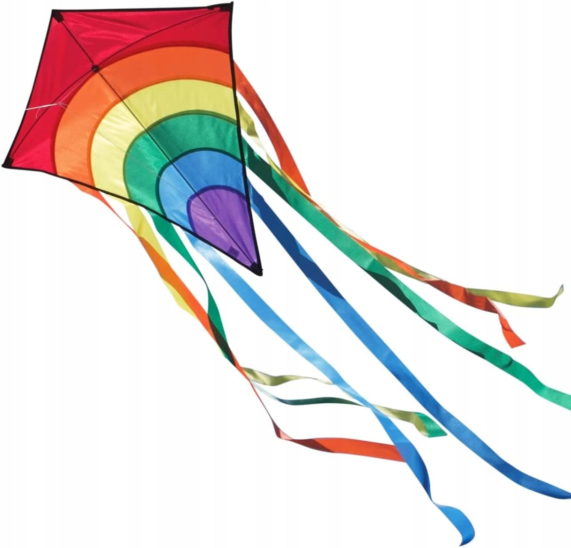 RAINBOW COLORED KITE WITH LONG TAILS