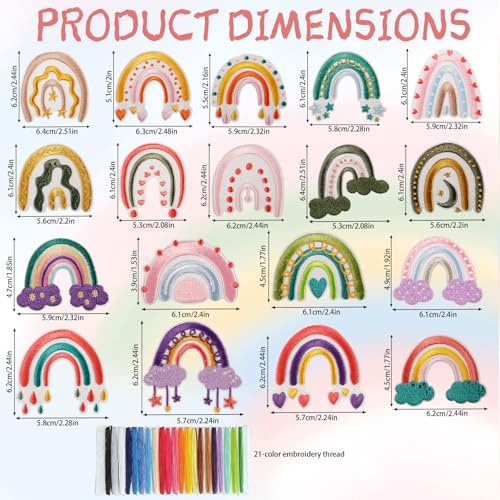 RAINBOW IRON PATCHES SET OF 18 SEWING THREADS FOR SewING Manufacturer code SWC5908151322314