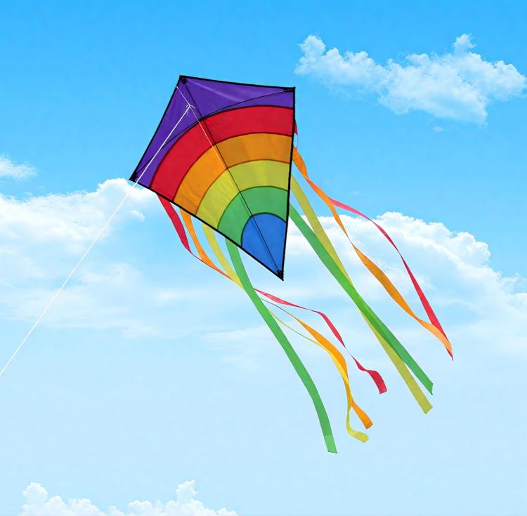 RAINBOW kite 64x158 cm FOLDING FIBERGLASS GIFT Packaging status original