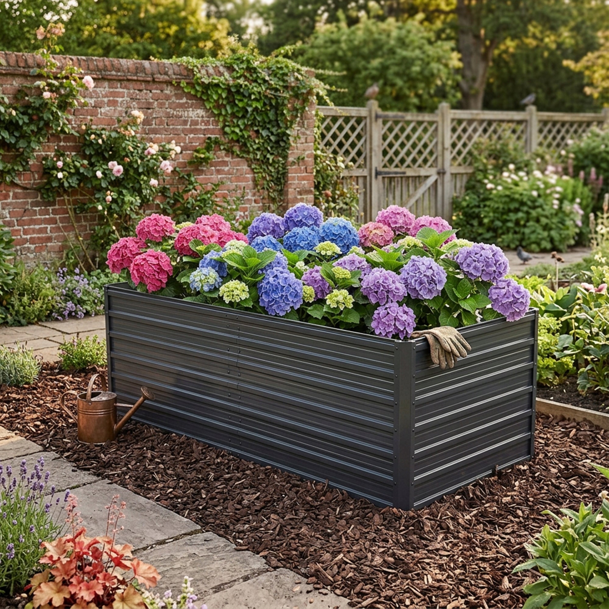 RAISED BED METAL POT WITH OPEN BOTTOM 190X90X64CM BLACK Packaging status original
