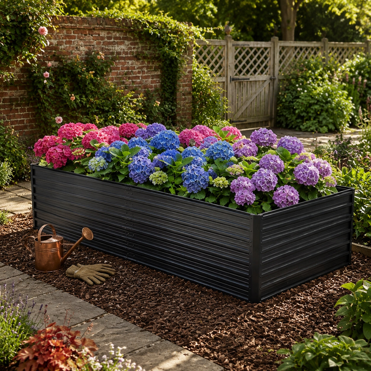RAISED BED METAL POT WITH OPEN BOTTOM 190X90X64CM BLACK Product weight with unit packaging 11.45 kg