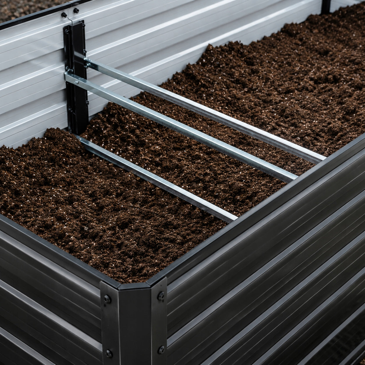 RAISED BED METAL POT WITH OPEN BOTTOM 219X112X64CM BLACK Style universal