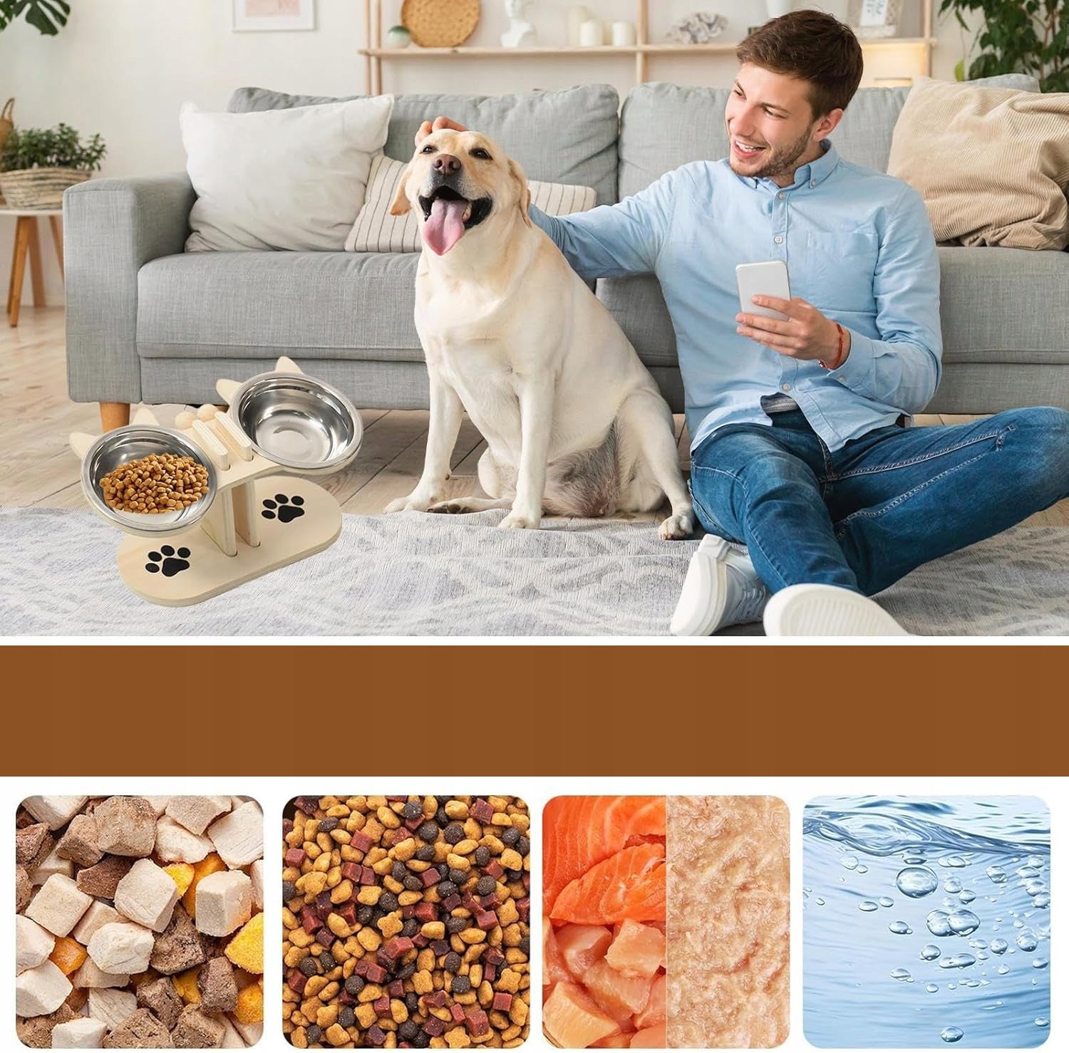 RAISED CAT BOWLS, DOG SLOPE 15° RAISED BOWL STAND Product weight with unit packaging 0.56 kg