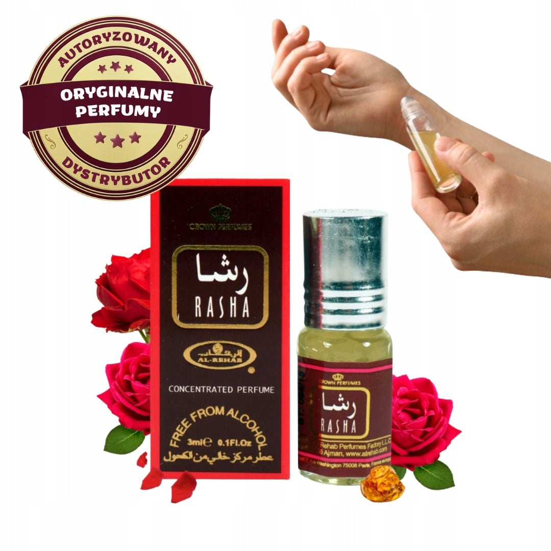RASHA ARABIC PERFUME IN OIL WOMEN FLORAL ROSE AMBER 3ML AL REHAB