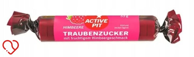 RASPBERRY FLAVOR GLUCOSE ACTIVE PIT DEXTROSE TABLETS LOZENGES 33 G