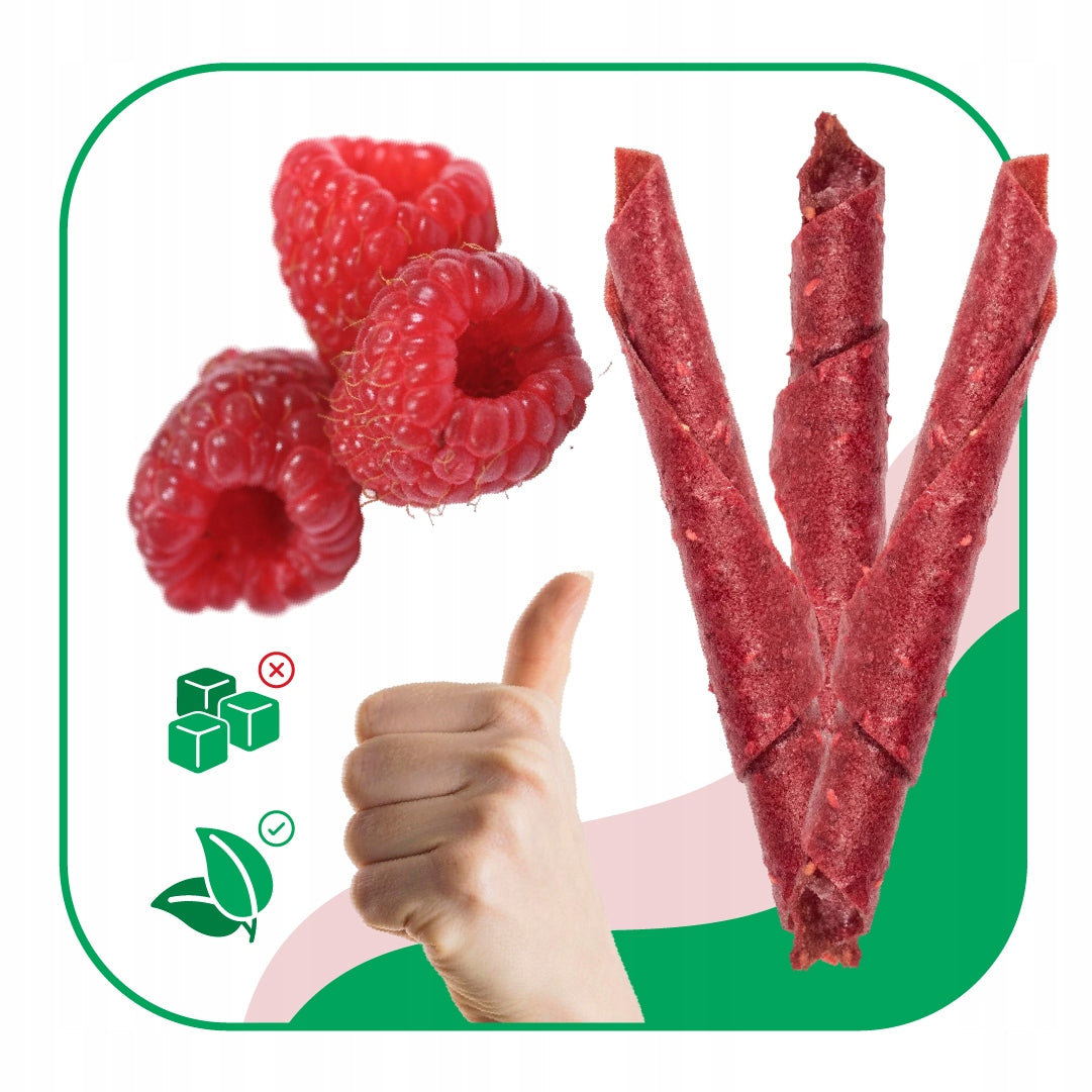 RASPBERRY ROLLS NATURAL SNACK WITH CHIA SEEDS VITAMINS 2x50 G HEALTHY Manufacturer code 2x ROLLSY MALINOWE PRZEKĄSKA NATURALNA