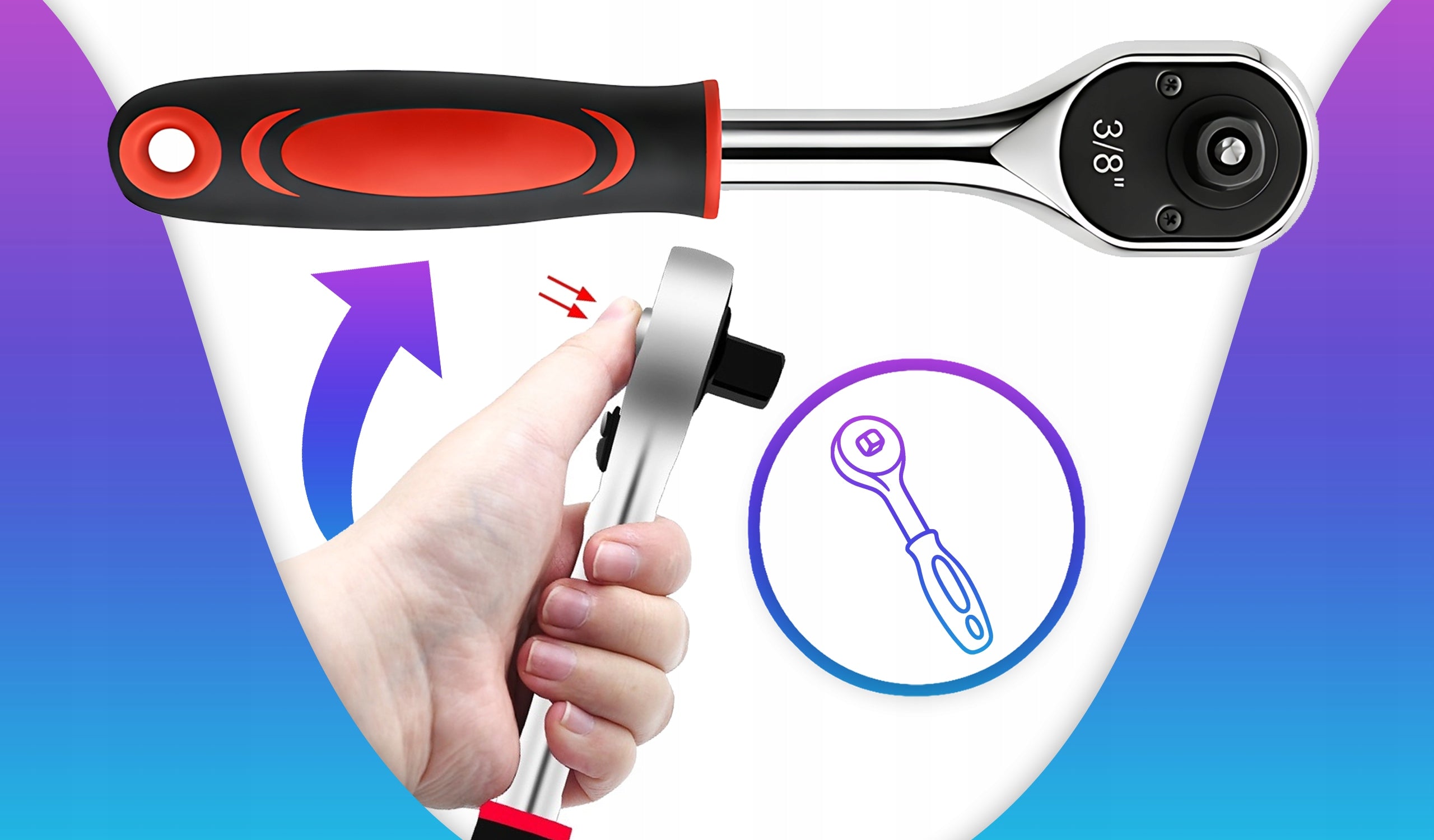 RATCHET 3/8" RATCHET STRONG CrV SOCKET WRENCH HARDENED STEEL MEDIUM Manufacturer code GRZECHOTKA ŚREDNIA 3/8" totalstore
