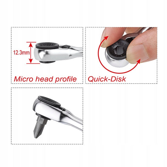 RATCHET WITH BIT HOLDER 1/4" WITH 60 TEETH 86,5mm TOPTUL Key type ratchet