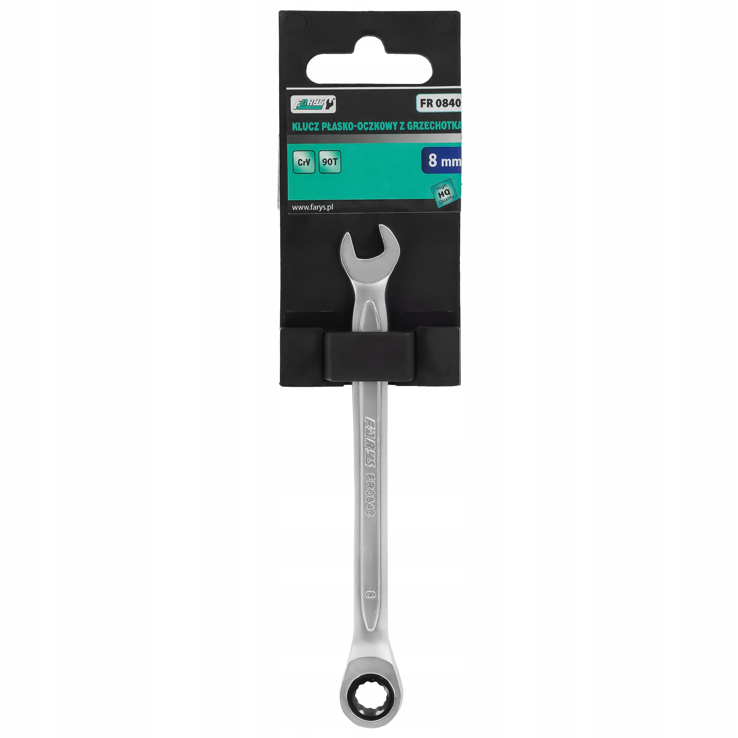 RATCHETING WRENCH 8MM 90 TEETH CRV CHROME WORKSHOP FARYS Brand Farys