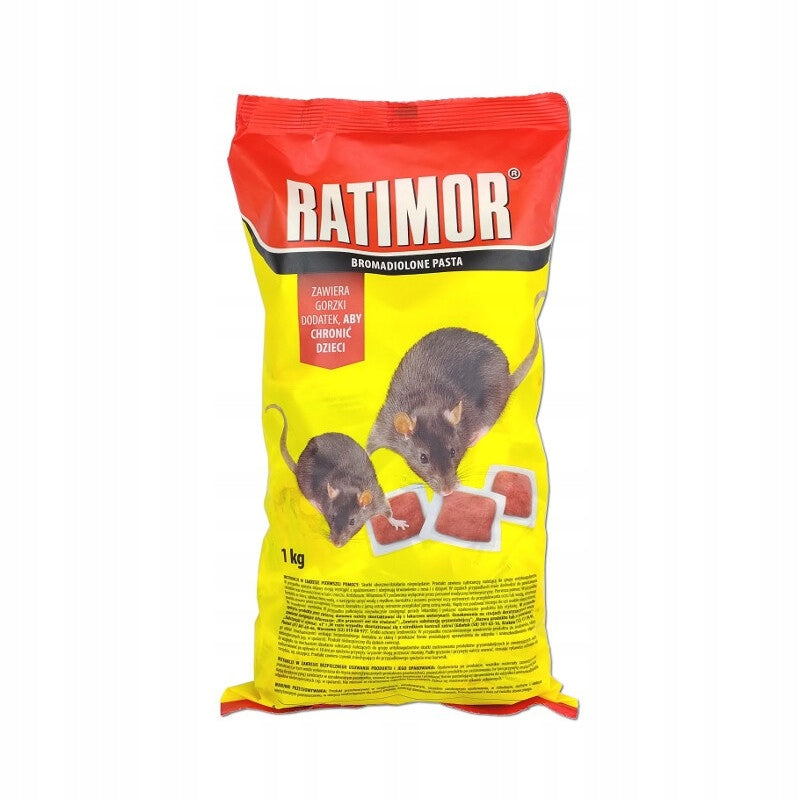 RATIMOR BROMADIOLON Poison for mice and rats Poison Paste sachets 1kg Packaging status original