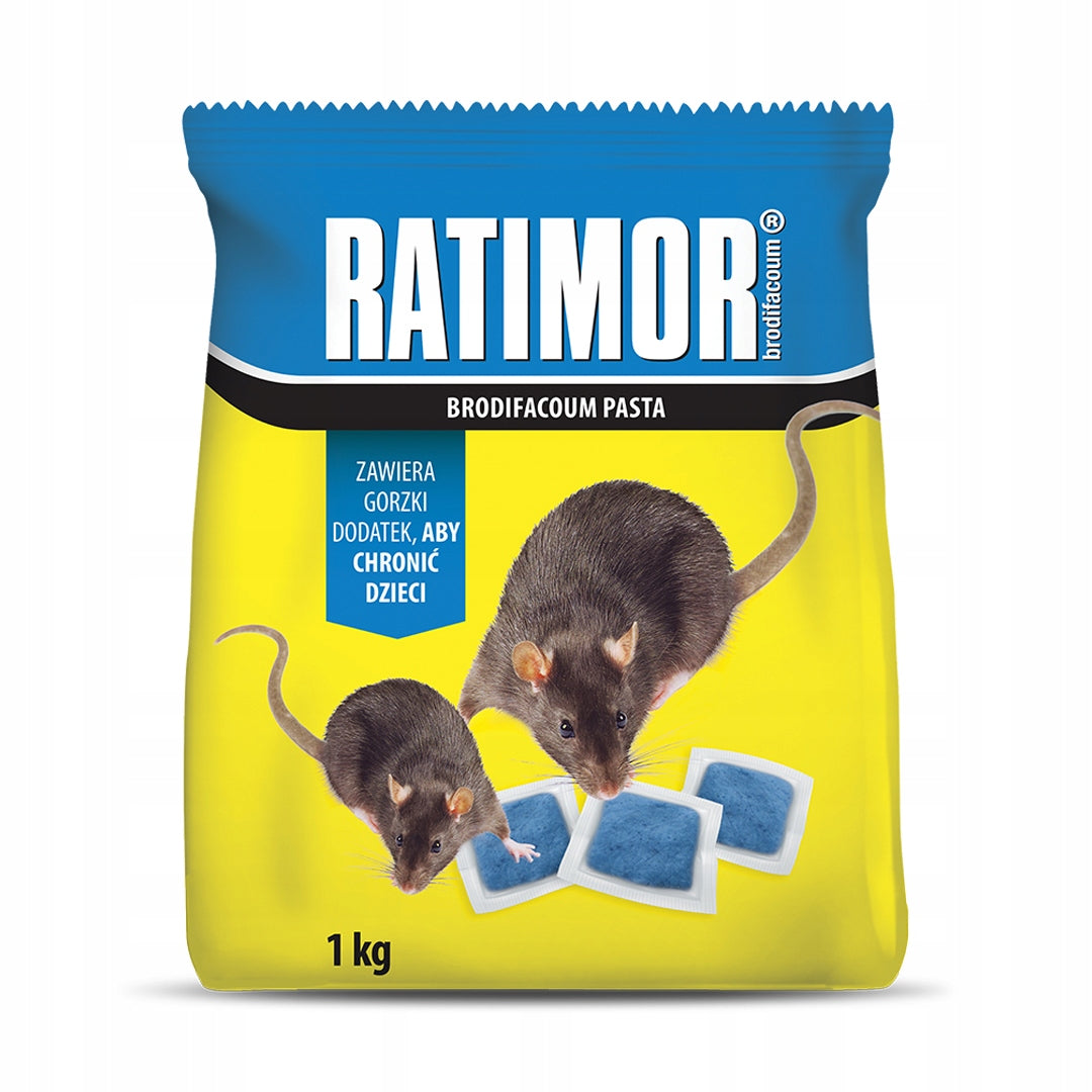 RATIMOR PASTE - 1KG MOUSE POISON AND RATS blue Brodifacum Packaging status original